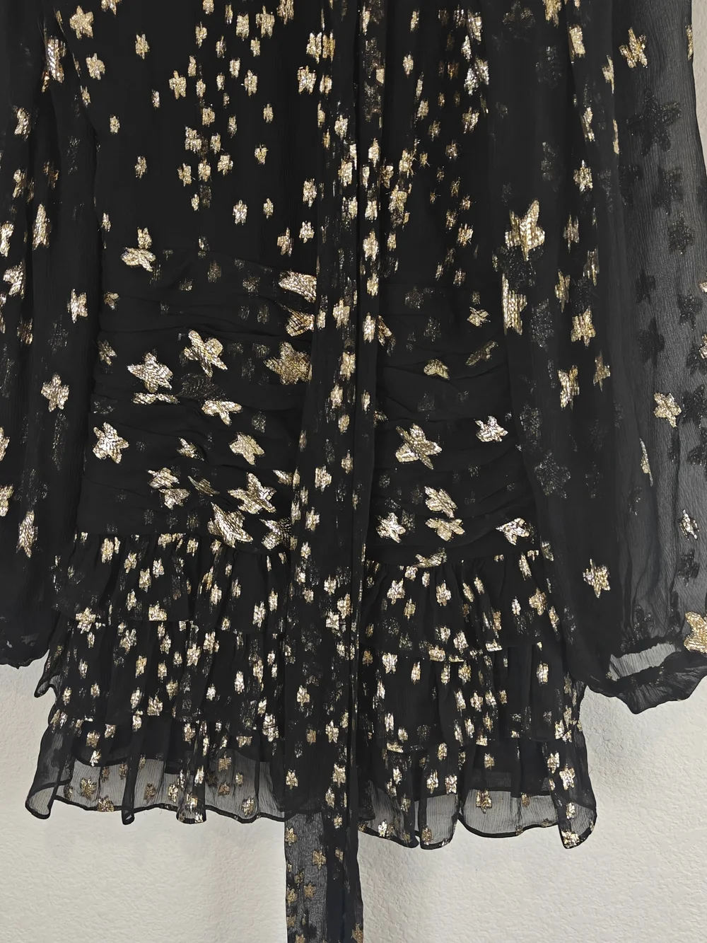 LoveShackFancy Rina Metallic Star Mini Dress Silk Blend Fairytale Party Sz 2 - Picture 11 of 16